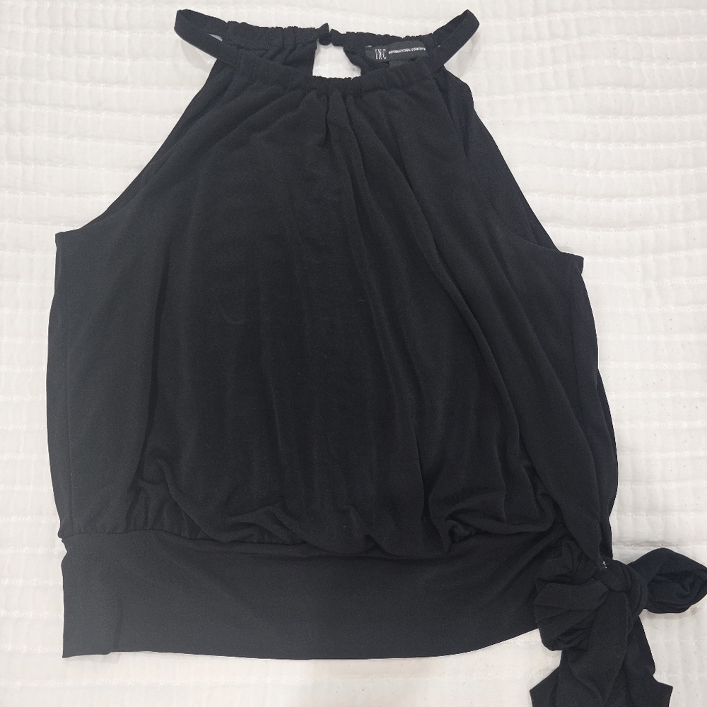 INC International Concepts Black Halter Tank Top with Side Tie
